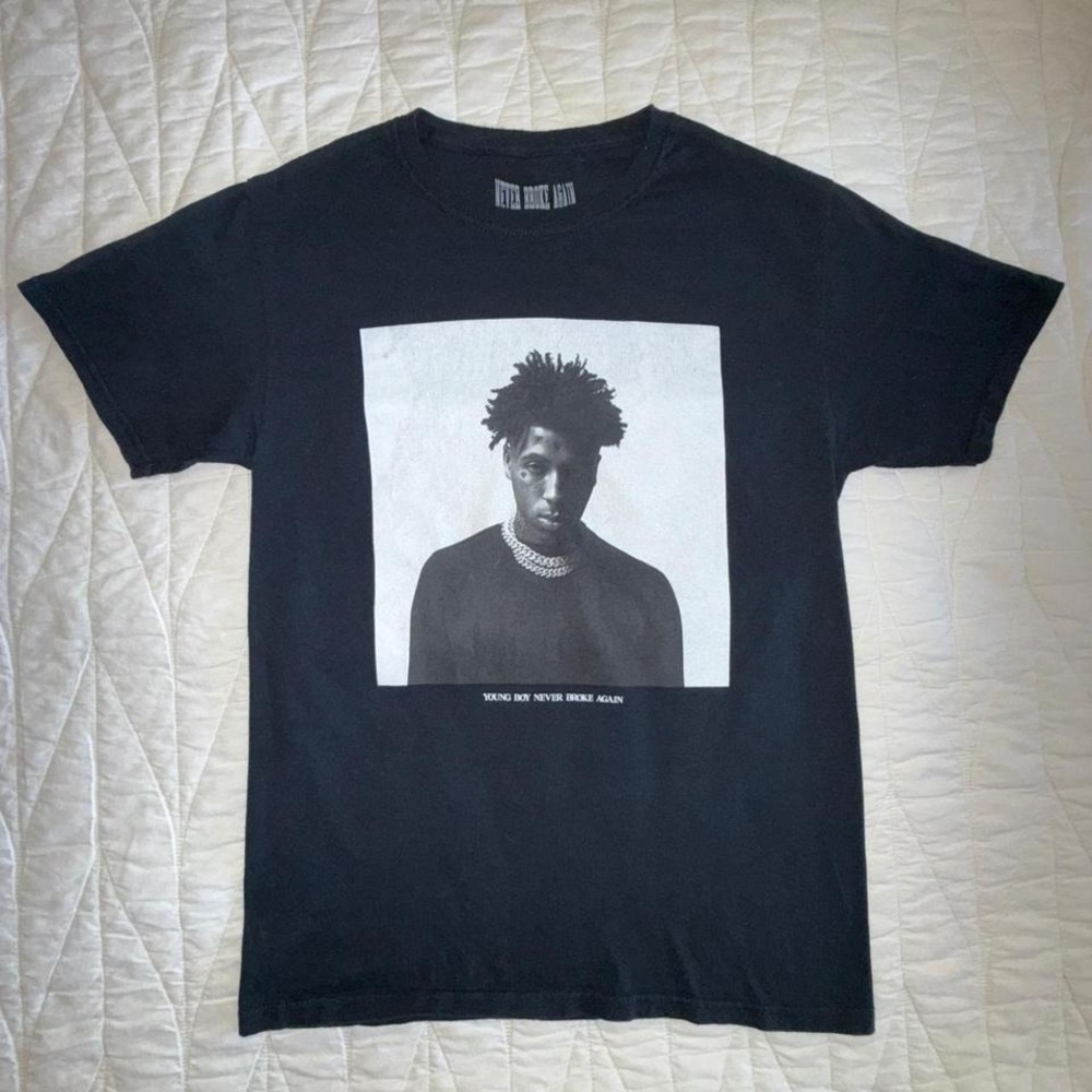 Never Broke Again Graphic T-Shirt Mens Small Black Excellent YoungBoy NBA Tee